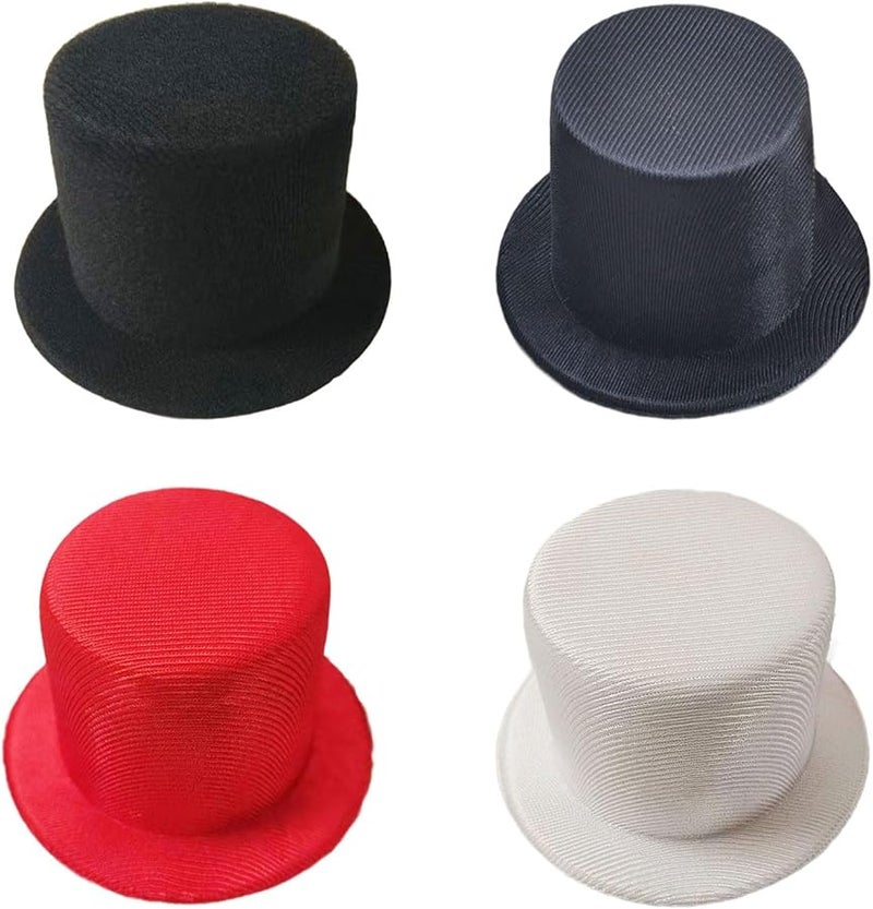 Set Of 2 Doll Hat Fascinator Base Caps In Oily Cloth Bright Red For Roleplay Photography - Image 5